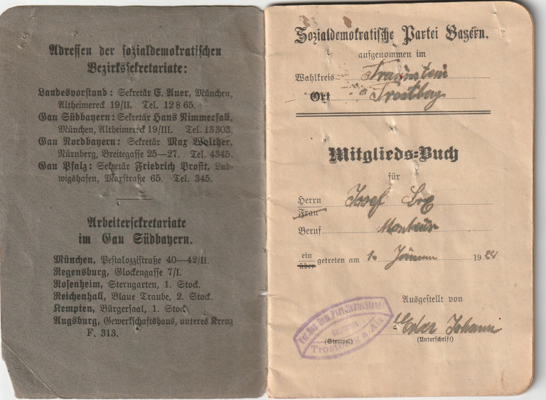 Mitgliedsausweis 1924